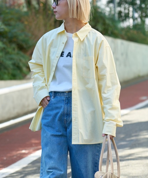 CIAOPANIC TYPY(チャオパニックティピー)の「【ユニセックス】ビックシルエットワッシャーコットンブロードシャツ(シャツ/ブラウス・メンズ・イエロー/ブルー/ホワイト/チャコールグレー・MEDIUM/LARGE)」の9枚目の写真