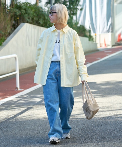 CIAOPANIC TYPY(チャオパニックティピー)の「【ユニセックス】ビックシルエットワッシャーコットンブロードシャツ(シャツ/ブラウス・メンズ・イエロー/ブルー/ホワイト/チャコールグレー・MEDIUM/LARGE)」の11枚目の写真