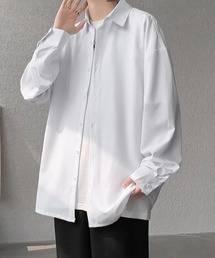 【秋冬】ルーズシルエット 無地 シンプルビッグシルエットシャツ