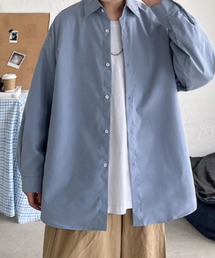 【秋冬】ルーズシルエット 無地 シンプルビッグシルエットシャツ
