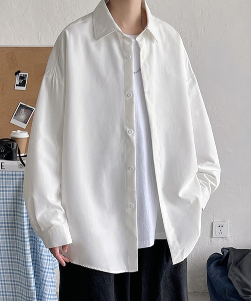 link lot(リンクロット)の「【秋冬】ルーズシルエット 無地 シンプルビッグシルエットシャツ(シャツ/ブラウス・メンズ・グレー/ブラック/ホワイト/ブルー/ベージュ・S/M/L)」の6枚目の写真