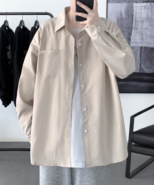 link lot(リンクロット)の「【秋冬】ルーズシルエット 無地 シンプルビッグシルエットシャツ(シャツ/ブラウス・メンズ・グレー/ブラック/ホワイト/ブルー/ベージュ・S/M/L)」の20枚目の写真