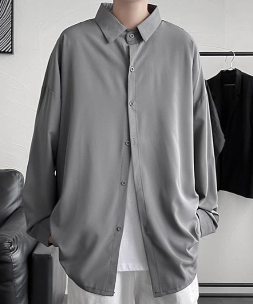 link lot(リンクロット)の「【秋冬】ルーズシルエット 無地 シンプルビッグシルエットシャツ(シャツ/ブラウス・メンズ・グレー/ブラック/ホワイト/ブルー/ベージュ・S/M/L)」の16枚目の写真