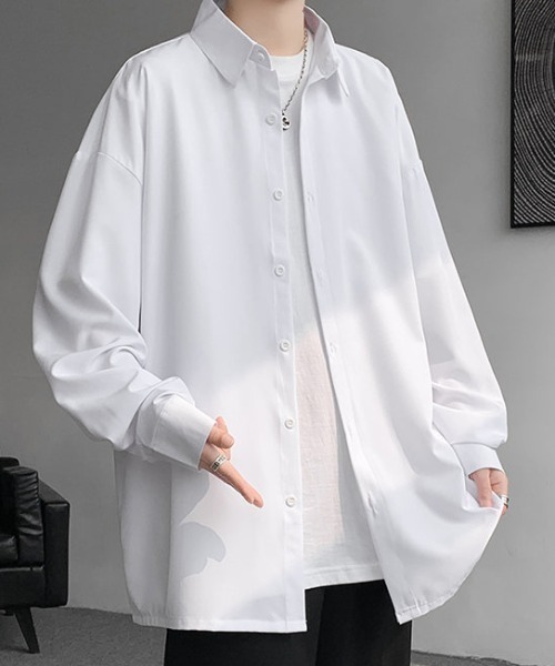 link lot(リンクロット)の「【秋冬】ルーズシルエット 無地 シンプルビッグシルエットシャツ(シャツ/ブラウス・メンズ・グレー/ブラック/ホワイト/ブルー/ベージュ・S/M/L)」の7枚目の写真