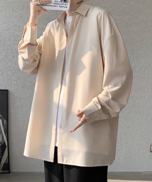 link lot(リンクロット)の「【秋冬】ルーズシルエット 無地 シンプルビッグシルエットシャツ(シャツ/ブラウス・メンズ・グレー/ブラック/ホワイト/ブルー/ベージュ・S/M/L)」の22枚目の写真