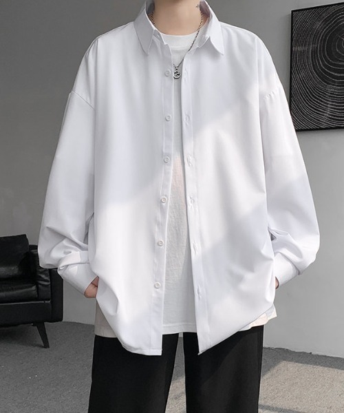 link lot(リンクロット)の「【秋冬】ルーズシルエット 無地 シンプルビッグシルエットシャツ(シャツ/ブラウス・メンズ・グレー/ブラック/ホワイト/ブルー/ベージュ・S/M/L)」の8枚目の写真