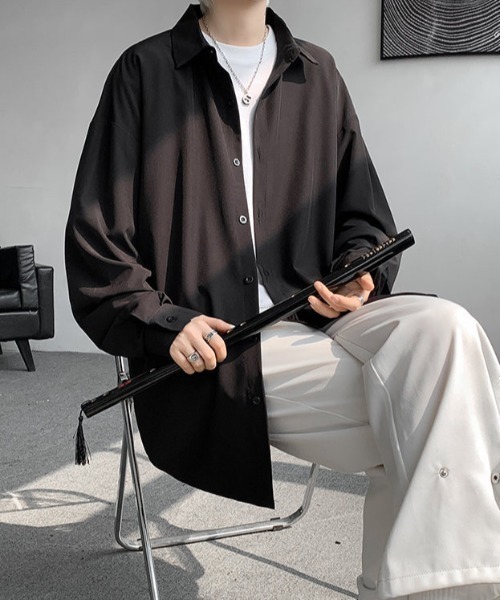 link lot(リンクロット)の「【秋冬】ルーズシルエット 無地 シンプルビッグシルエットシャツ(シャツ/ブラウス・メンズ・グレー/ブラック/ホワイト/ブルー/ベージュ・S/M/L)」の11枚目の写真