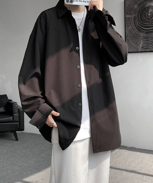 link lot(リンクロット)の「【秋冬】ルーズシルエット 無地 シンプルビッグシルエットシャツ(シャツ/ブラウス・メンズ・グレー/ブラック/ホワイト/ブルー/ベージュ・S/M/L)」の12枚目の写真