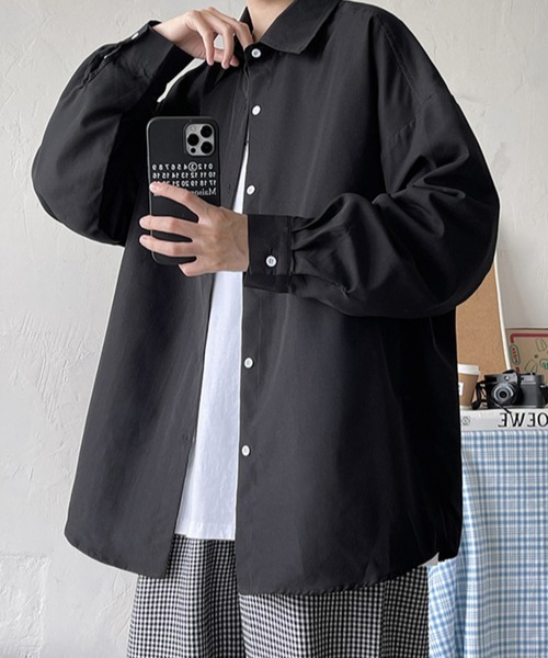link lot(リンクロット)の「【秋冬】ルーズシルエット 無地 シンプルビッグシルエットシャツ(シャツ/ブラウス・メンズ・グレー/ブラック/ホワイト/ブルー/ベージュ・S/M/L)」の13枚目の写真