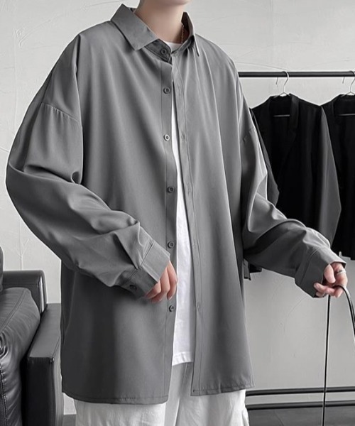 link lot(リンクロット)の「【秋冬】ルーズシルエット 無地 シンプルビッグシルエットシャツ(シャツ/ブラウス・メンズ・グレー/ブラック/ホワイト/ブルー/ベージュ・S/M/L)」の19枚目の写真