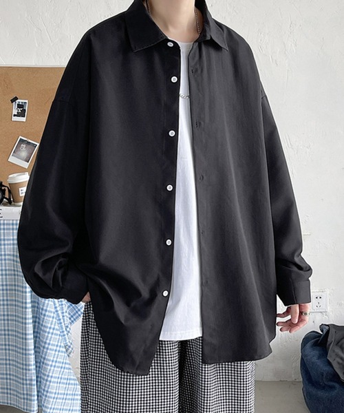 link lot(リンクロット)の「【秋冬】ルーズシルエット 無地 シンプルビッグシルエットシャツ(シャツ/ブラウス・メンズ・グレー/ブラック/ホワイト/ブルー/ベージュ・S/M/L)」の14枚目の写真