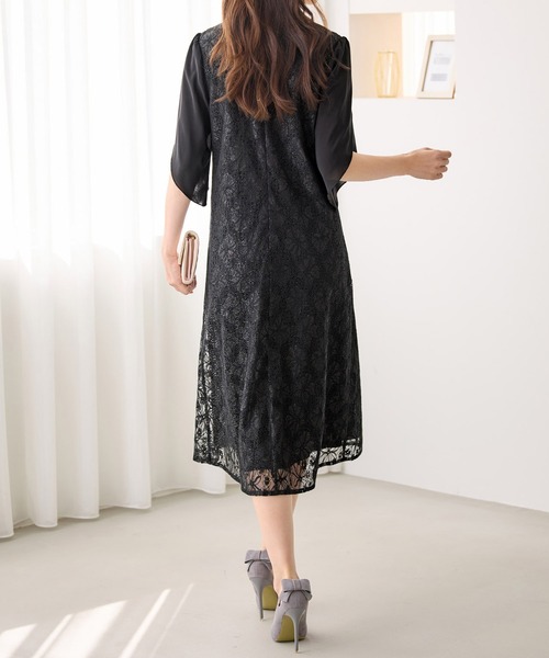 alotta（アロッタ）の「華やかラメレースチューリップ袖ワンピース（ワンピース・レディース・ブルー/ブラック・3L/LL/L/M）」の16枚目の写真