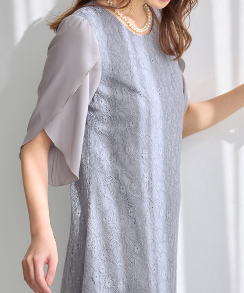alotta（アロッタ）の「華やかラメレースチューリップ袖ワンピース（ワンピース・レディース・ブルー/ブラック・3L/LL/L/M）」の19枚目の写真