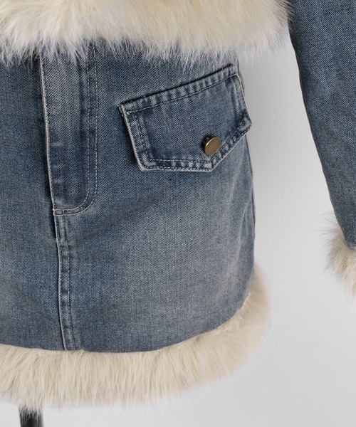 セットアップ 】フェイクファーデニムジャケット ＆ ファーミニ