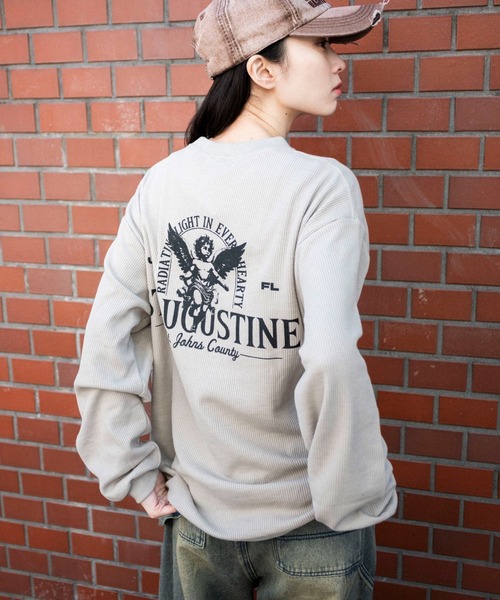 WEGO（ウィゴー）の「WEGO/ワッフルグラフィックロンT（Tシャツ/カットソー・メンズ・スミクロ/ベージュ系その他/オフホワイト・MEDIUM/LARGE）」の2枚目の写真