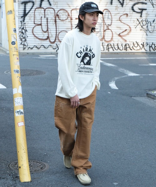 WEGO（ウィゴー）の「WEGO/ワッフルグラフィックロンT（Tシャツ/カットソー・メンズ・スミクロ/ベージュ系その他/オフホワイト・MEDIUM/LARGE）」の16枚目の写真