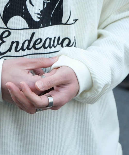 WEGO（ウィゴー）の「WEGO/ワッフルグラフィックロンT（Tシャツ/カットソー・メンズ・スミクロ/ベージュ系その他/オフホワイト・MEDIUM/LARGE）」の19枚目の写真