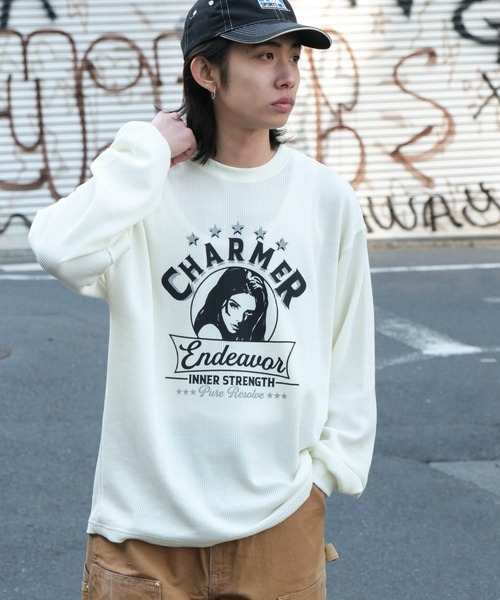 WEGO（ウィゴー）の「WEGO/ワッフルグラフィックロンT（Tシャツ/カットソー・メンズ・スミクロ/ベージュ系その他/オフホワイト・MEDIUM/LARGE）」の21枚目の写真