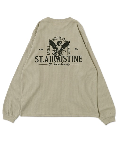 WEGO（ウィゴー）の「WEGO/ワッフルグラフィックロンT（Tシャツ/カットソー・メンズ・スミクロ/ベージュ系その他/オフホワイト・MEDIUM/LARGE）」の7枚目の写真