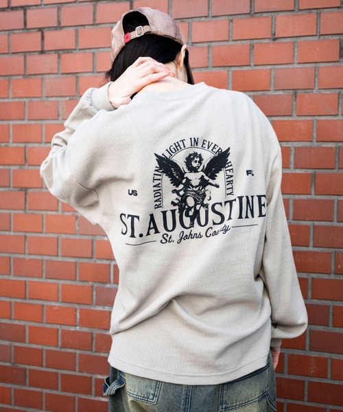 WEGO（ウィゴー）の「WEGO/ワッフルグラフィックロンT（Tシャツ/カットソー・メンズ・スミクロ/ベージュ系その他/オフホワイト・MEDIUM/LARGE）」の5枚目の写真