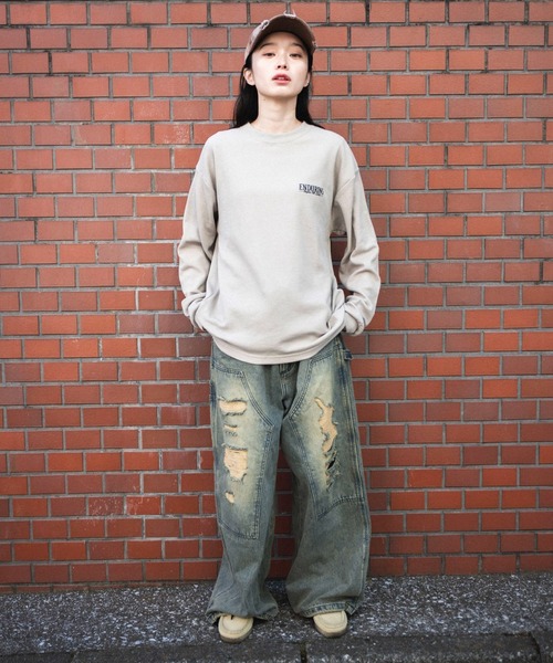 WEGO（ウィゴー）の「WEGO/ワッフルグラフィックロンT（Tシャツ/カットソー・メンズ・スミクロ/ベージュ系その他/オフホワイト・MEDIUM/LARGE）」の6枚目の写真