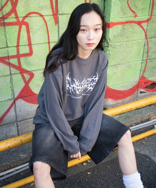 WEGO（ウィゴー）の「WEGO/ワッフルグラフィックロンT（Tシャツ/カットソー・メンズ・スミクロ/ベージュ系その他/オフホワイト・MEDIUM/LARGE）」の12枚目の写真