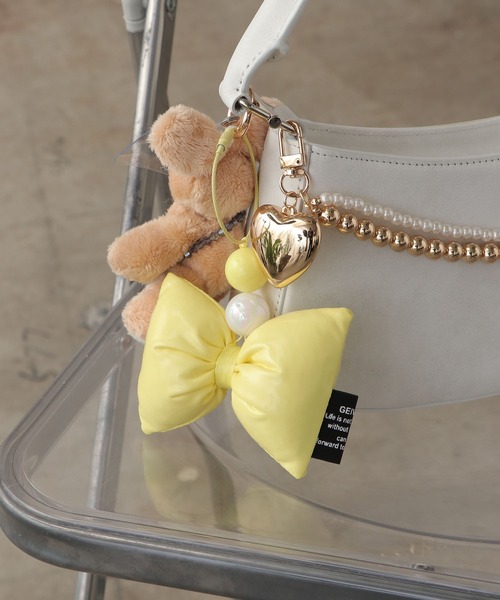 ROOPTOKYO（ループトウキョウ）の「Puffer ribbon key ring / カラービーズ付きクッションリボン キーホルダー 夏物 夏服（キーホルダー・レディース・ピンク/パープル/イエロー/アイボリー/ブラック・FREE）」の4枚目の写真