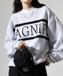 SUGGESTION（サジェッション）の「Double jacquard crew neck knit / ダブルジャガードLOGO×LINEクルーネックニット unisex（ニット/セーター）」