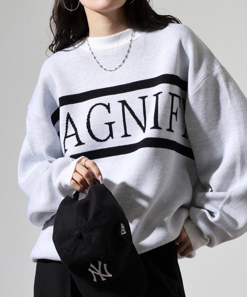 SUGGESTION(サジェッション)の「Double jacquard crew neck knit / ダブルジャガードLOGO×LINEクルーネックニット unisex(ニット/セーター・メンズ・グリーン/オフホワイト/ブラック・L/M)」の2枚目の写真