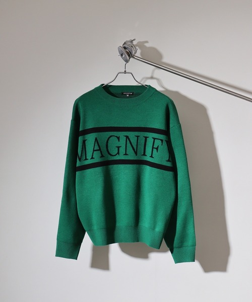 SUGGESTION(サジェッション)の「Double jacquard crew neck knit / ダブルジャガードLOGO×LINEクルーネックニット unisex(ニット/セーター・メンズ・グリーン/オフホワイト/ブラック・L/M)」の3枚目の写真