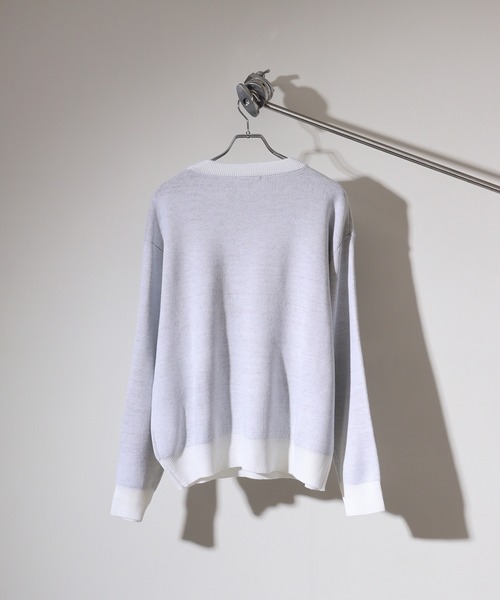 SUGGESTION(サジェッション)の「Double jacquard crew neck knit / ダブルジャガードLOGO×LINEクルーネックニット unisex(ニット/セーター・メンズ・グリーン/オフホワイト/ブラック・L/M)」の6枚目の写真