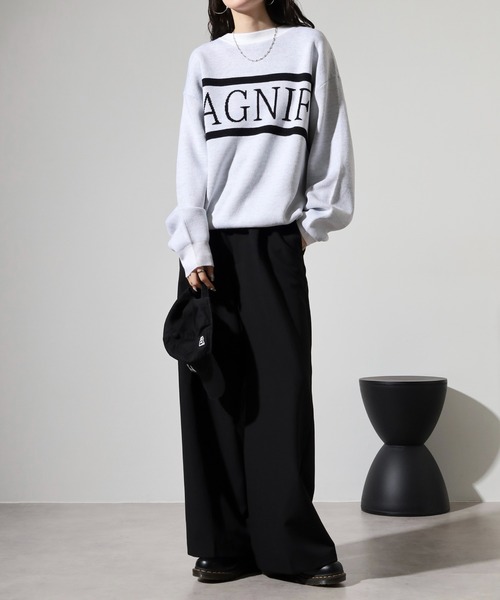 SUGGESTION(サジェッション)の「Double jacquard crew neck knit / ダブルジャガードLOGO×LINEクルーネックニット unisex(ニット/セーター・メンズ・グリーン/オフホワイト/ブラック・L/M)」の8枚目の写真