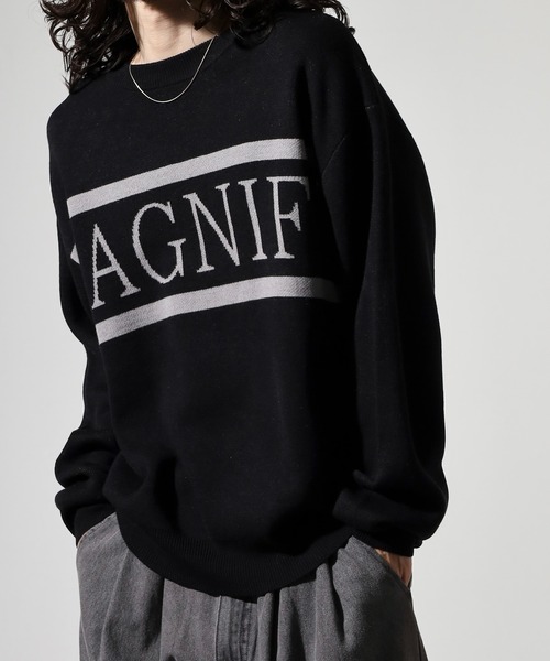 SUGGESTION(サジェッション)の「Double jacquard crew neck knit / ダブルジャガードLOGO×LINEクルーネックニット unisex(ニット/セーター・メンズ・グリーン/オフホワイト/ブラック・L/M)」の13枚目の写真