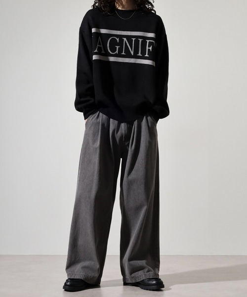 SUGGESTION(サジェッション)の「Double jacquard crew neck knit / ダブルジャガードLOGO×LINEクルーネックニット unisex(ニット/セーター・メンズ・グリーン/オフホワイト/ブラック・L/M)」の15枚目の写真