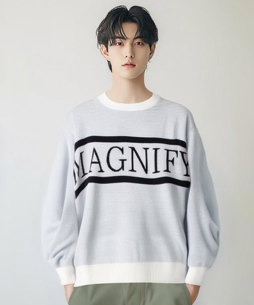 SUGGESTION(サジェッション)の「Double jacquard crew neck knit / ダブルジャガードLOGO×LINEクルーネックニット unisex(ニット/セーター・メンズ・グリーン/オフホワイト/ブラック・L/M)」の16枚目の写真