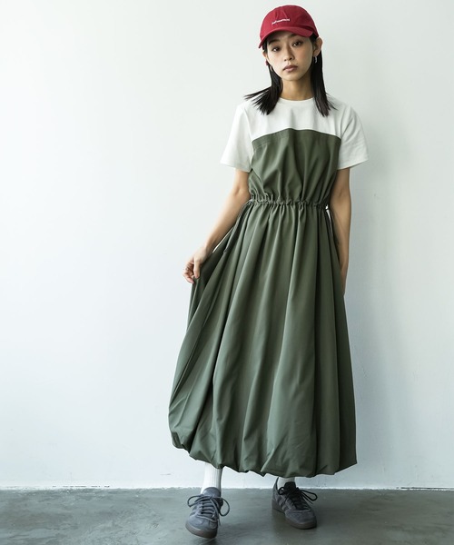 mili an deni(ミリアンデニ)の「ドッキングバルーンワンピース(ワンピース・レディース・ブラック/カーキ/チャコールグレー・M)」の2枚目の写真