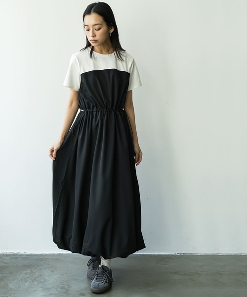 mili an deni(ミリアンデニ)の「ドッキングバルーンワンピース(ワンピース・レディース・ブラック/カーキ/チャコールグレー・M)」の3枚目の写真