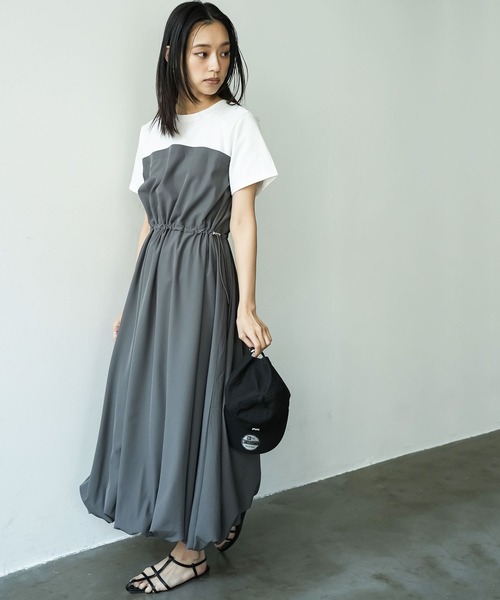 mili an deni(ミリアンデニ)の「ドッキングバルーンワンピース(ワンピース・レディース・ブラック/カーキ/チャコールグレー・M)」の7枚目の写真