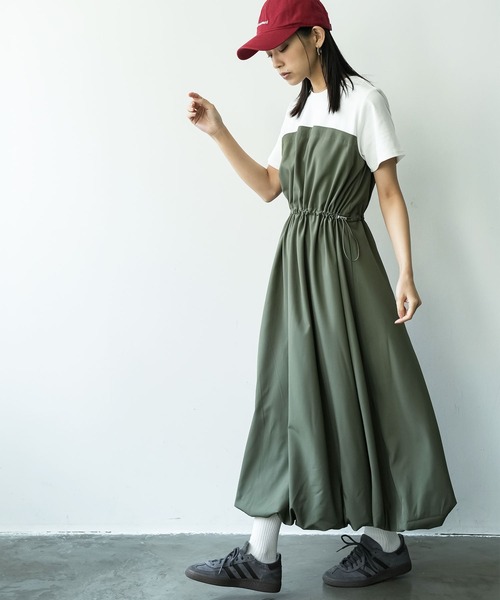 mili an deni(ミリアンデニ)の「ドッキングバルーンワンピース(ワンピース・レディース・ブラック/カーキ/チャコールグレー・M)」の11枚目の写真