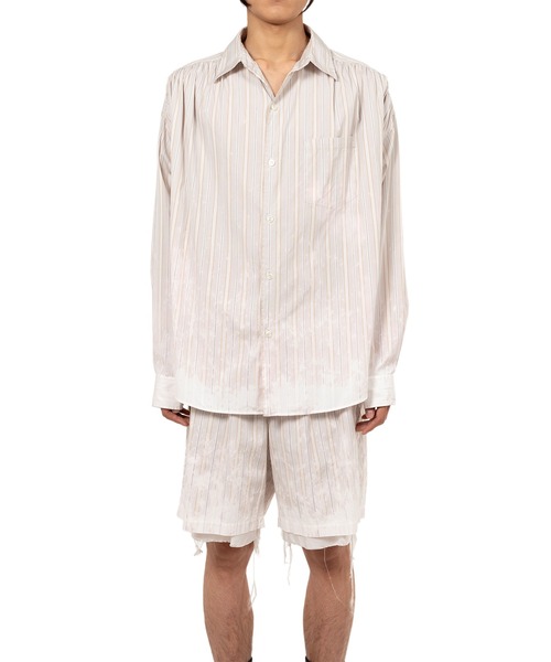 KAMIYA（カミヤ）の「Bleached Stripe L/S Shirt（シャツ/ブラウス・メンズ・ホワイト/ブラック/ブルー・S/M/L）」の14枚目の写真