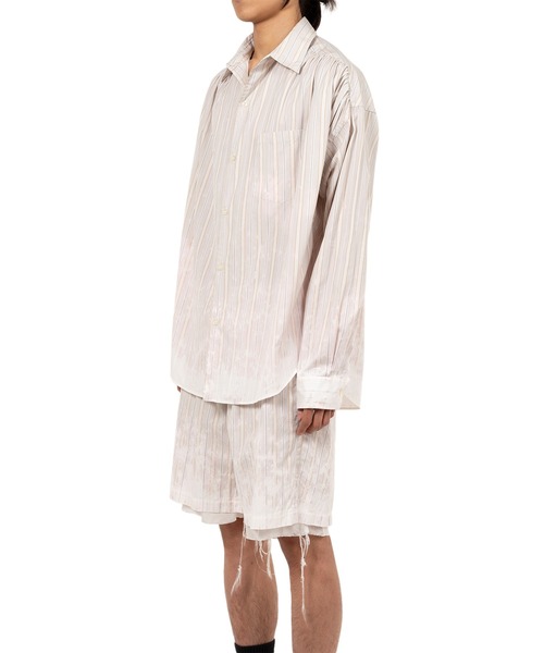 KAMIYA（カミヤ）の「Bleached Stripe L/S Shirt（シャツ/ブラウス・メンズ・ホワイト/ブラック/ブルー・S/M/L）」の15枚目の写真