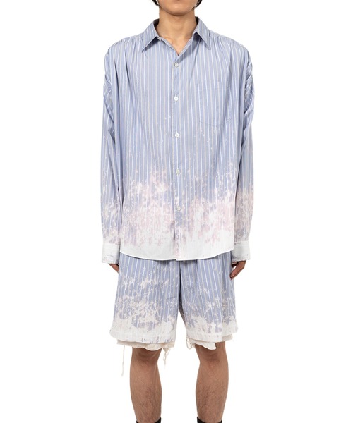 KAMIYA（カミヤ）の「Bleached Stripe L/S Shirt（シャツ/ブラウス・メンズ・ホワイト/ブラック/ブルー・S/M/L）」の19枚目の写真