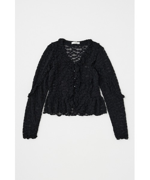 MOUSSY（マウジー）の「RUFFLE DETAIL LACE トップス（Tシャツ/カットソー・レディース・ブラック/オフホワイト/マジェンタ・FREE）」の4枚目の写真