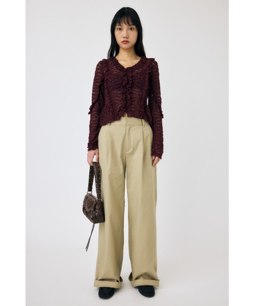 MOUSSY（マウジー）の「RUFFLE DETAIL LACE トップス（Tシャツ/カットソー・レディース・ブラック/オフホワイト/マジェンタ・FREE）」の10枚目の写真