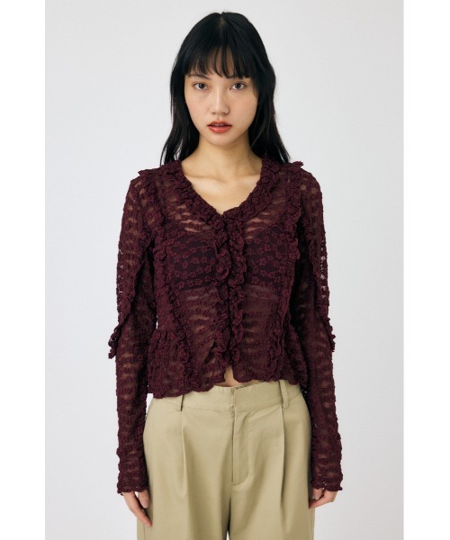 MOUSSY（マウジー）の「RUFFLE DETAIL LACE トップス（Tシャツ/カットソー・レディース・ブラック/オフホワイト/マジェンタ・FREE）」の12枚目の写真