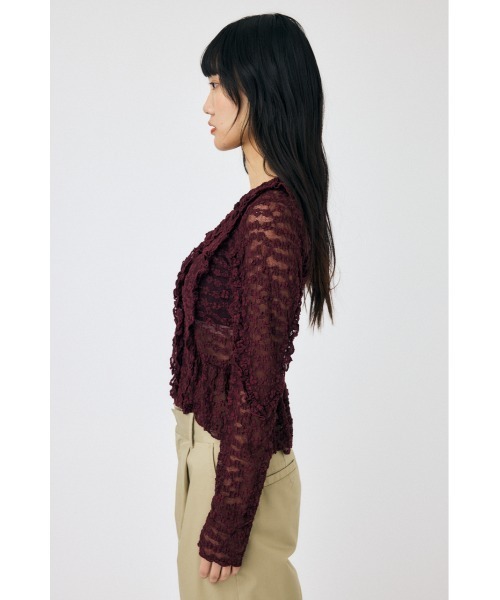 MOUSSY（マウジー）の「RUFFLE DETAIL LACE トップス（Tシャツ/カットソー・レディース・ブラック/オフホワイト/マジェンタ・FREE）」の13枚目の写真