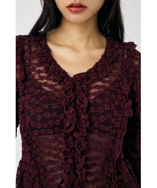 MOUSSY（マウジー）の「RUFFLE DETAIL LACE トップス（Tシャツ/カットソー・レディース・ブラック/オフホワイト/マジェンタ・FREE）」の15枚目の写真