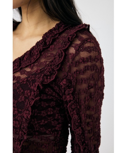 MOUSSY（マウジー）の「RUFFLE DETAIL LACE トップス（Tシャツ/カットソー・レディース・ブラック/オフホワイト/マジェンタ・FREE）」の16枚目の写真
