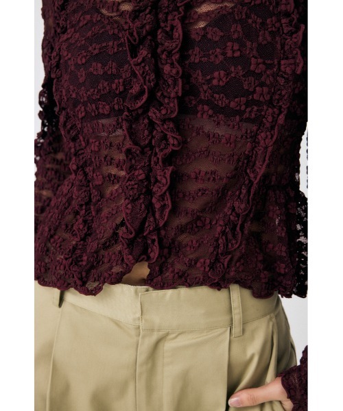 moussy RUFFLE DETAIL LACE トップス MOUSSY | CUT LACE RUFFLE ブラウス (Tシャツ・カットソー(長袖