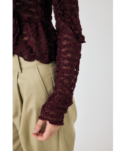 MOUSSY（マウジー）の「RUFFLE DETAIL LACE トップス（Tシャツ/カットソー・レディース・ブラック/オフホワイト/マジェンタ・FREE）」の18枚目の写真
